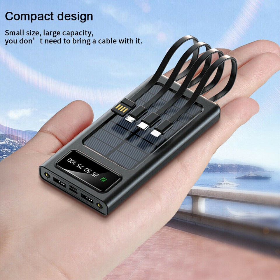 Portable 9000000mAh Solar Power Bank Fast Charger Battery Pack for