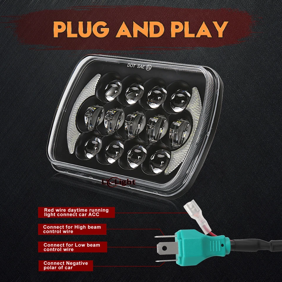 Brightest 5X7" 7x6inch Rectangle LED Hi/Lo Headlight DRL for Toyota Pickup Truck - Image 4 of 4