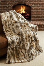 Real Farm Fur Throws Comfy Brown Striking Luxury Retro Rabbit Blanket 62''X 55''