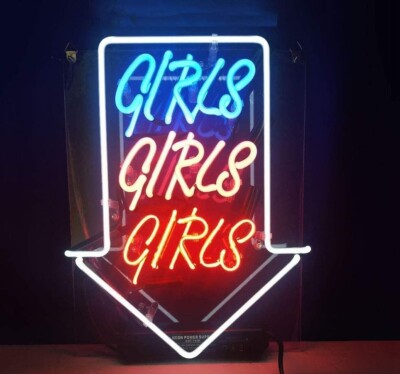 Girls Down Arrow 14''x8'' Acrylic Neon Sign Lamp Light With Dimmer VSX