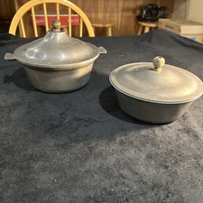 Club Hammered Aluminum Ware Round Roaster Dutch Oven With Lid 9” & 8” Vintage