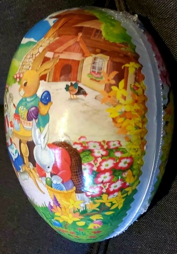 XL Vintage Pappmaché Osterei Hase Pappschachtel Holiday Home Decor NOS Germany - Bild 4 von 9