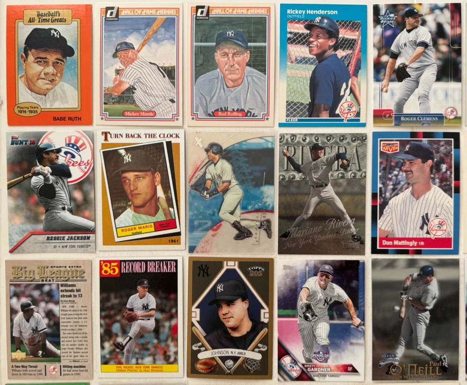 Lote de 54 tarjetas de béisbol de los Yankees de Nueva York Topps, Donruss, Fleer años 70 a 2000 Foto 2 de 4