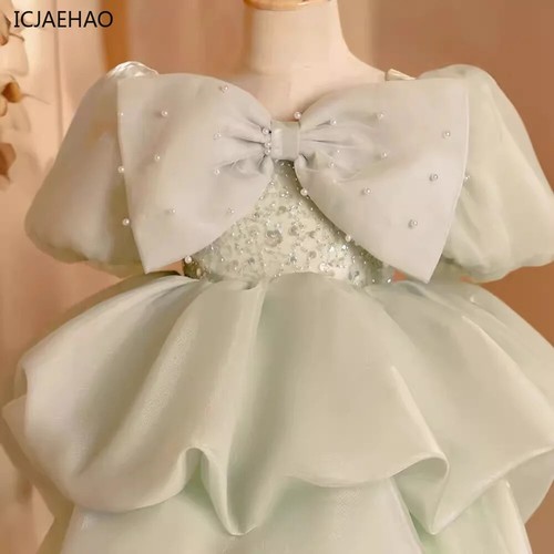 Girl Elegant Ball Gown Tutu Dress Party Clothes Green Gown Kids Children Costume - Picture 4 of 13