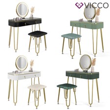 Schminktisch Frisiertisch Schminkkommode Grace Weiß Hochglanz LED-Spiegel Vicco