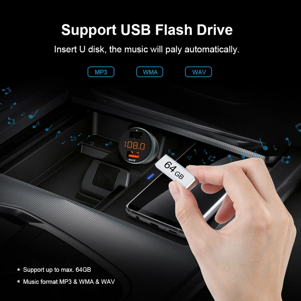 Bluetooth FM Transmitter KFZ Auto Radio MP3 Player Dual USB Ladegerät Adapter - Bild 3 von 4