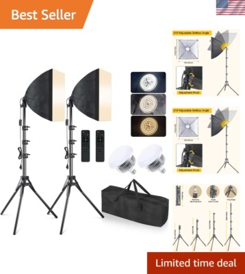 Softbox Lighting Kit, 2X 16'' x 16'' Photography Softbox Lighting with 2pcs 8...