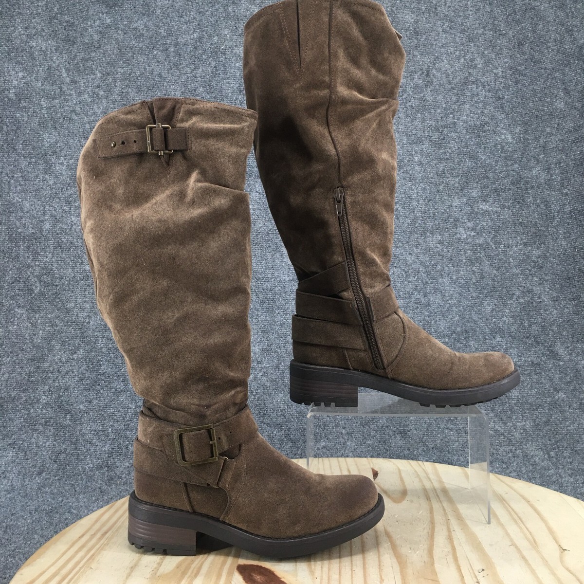 Carlos by Carlos Santana Womens Sabina Tall Riding Brown Knee High  Cuban