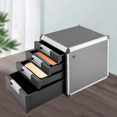 4-Tier Desktop Drawer Organizer Home Office Books File Locking Storage Cabinet