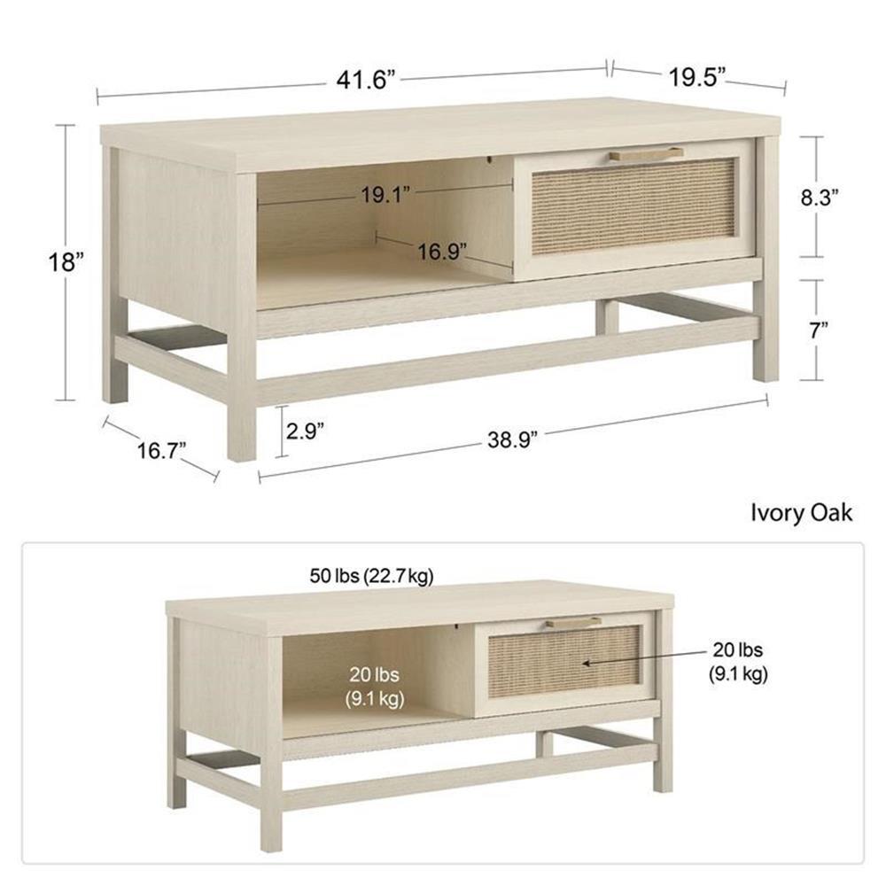 Ameriwood Home Lennon Coffee Table in Ivory Oak