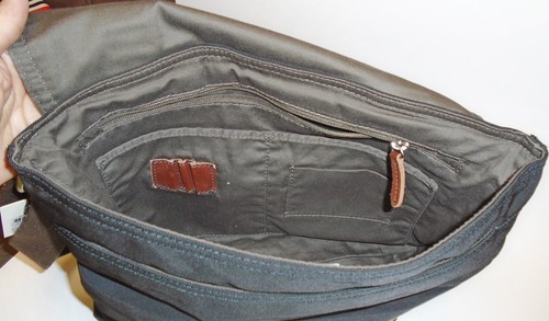 FOSSIL CANYON COMMUTER BLACK CANVAS,BROWN LEATHER TRIM,MESSENGER BAG,CROSSBODY - Picture 5 of 6