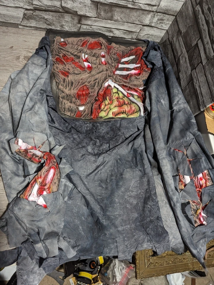 Adulto Halloween Zombie Disfraz Divertido Mundo Completo Camisa Pantalones Guantes Máscara Peluca Foto 2 de 4