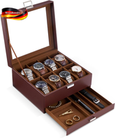 Uhrenbox Mit Glasdeckel 2 Ebenen 6 FäCher FüR Schmuck Und Uhren Schwarzâ¤