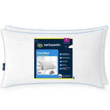Sertapedic Cool Nites Bed Pillow, King, 2 Pack