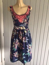Fat Face Ladies Cotton Sleeveless Dress UK 8 Scoop Neck 34”L Excellent
