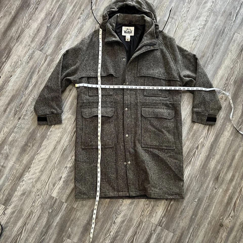 Abrigo de Campo Woolrich Hecho en EE. UU. Mezcla de Lana Espiga Para Hombre’s L Gris Vintage Capucha Foto 4 de 4