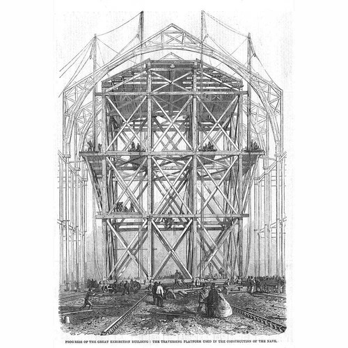LONDON Construction the International Exhibition Building Nave - Old Print 1861