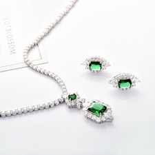 Wedding Bridal CZ Jewelry Set Zirconia Necklace Earrings Set