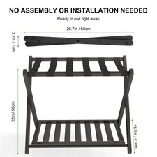 Luggage Rack Foldable Thickened Wood Suitcase Stand With Storage Shelf For PEGO