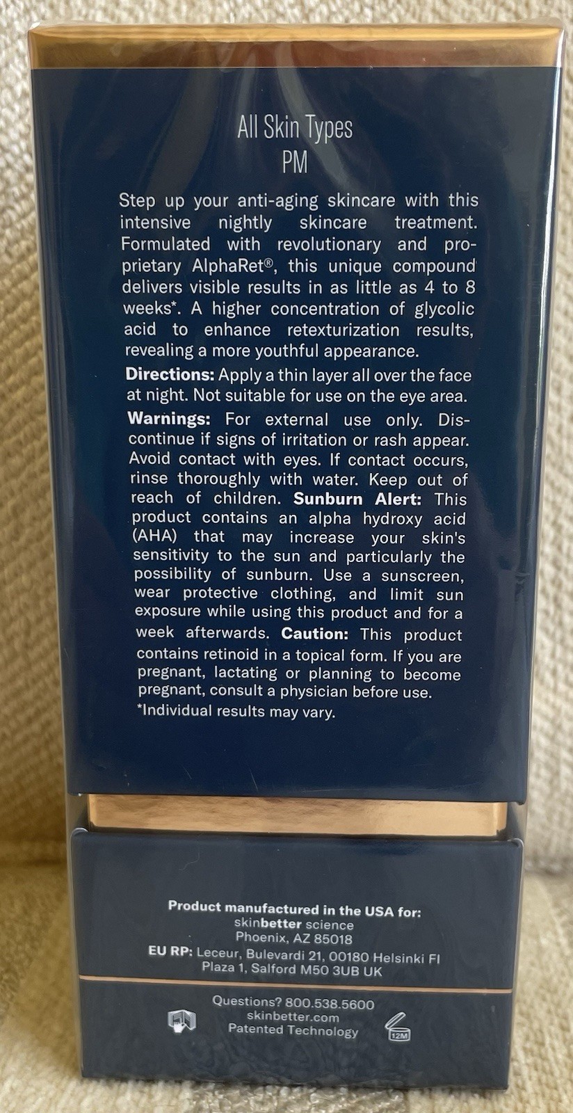 Skinbetter Science AlphaRet Intensive Overnight Cream FullSize 1 Ounce AUTHENTIC