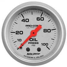Auto Meter 4321 Ultra Lite Oil Pressure Gauge 0 - 100 Psi Mechanical 2 116 New Auto Meter 4321 Ultra Lite Oil Pressure Gauge 0 - 100 Psi Mechanical 2 116 New