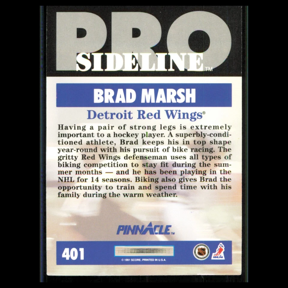 Brad Marsh #401 1991 Pinnacle Detroit Red Wings Hockey Card NHL NM - Image 2 of 3