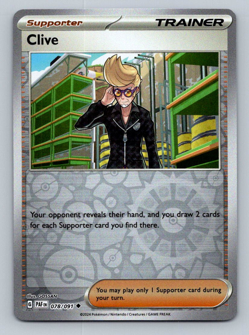 Pokemon Clive SV: Paldean Fates 078/091 Near Mint NM Reverse Holo