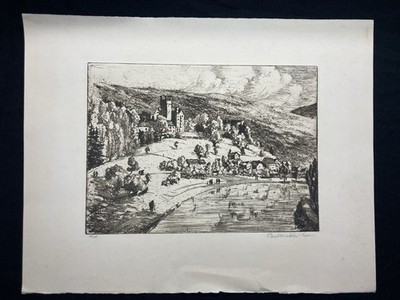 Leers- Winkler Paul(1887- unbekannt) Original Radierung einer Landschaft'' Gründe