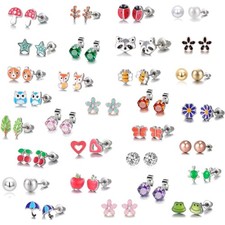 30 Pairs Hypoallergenic Earrings - Stylish, Eco-Friendly Studs for Girls Women
