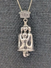 Jewelry John Sterling Silver Family Bell '07 Pendant 24" Curb Chain 925 Necklace