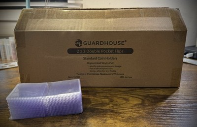 50 - GUARDHOUSE 2 x 2 Double Pocket Flips Standard Coin Holders NON PVC