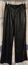 NWT 42 Zenana Vegan Leather Pants Black High Rise Stretch Womens Medium Pockets