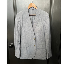 J.CREW Men's light Blue Linen Ludlow Slim Fit Single-Breasted Suit Jacket 36R