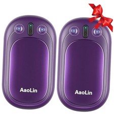 AI Hand Warmers Rechargeable, 2 Pack Electric Hand Warmers 2 Pack Purple