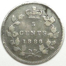 1886 Canada Silver 5 Cents - VG (Lot#1)