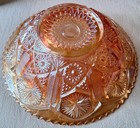 VINTAGE AMBER IRIDESCENT MARIGOLD CARNIVAL GLASS BOWL. RARE SUNBURST DESIGN 7.5" — photo 4