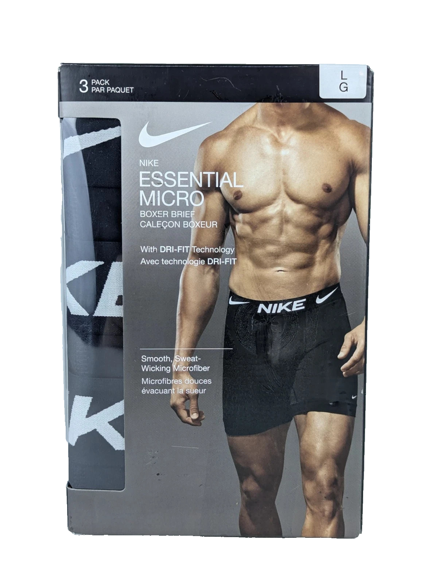 NIKE Dri-Fit Essential Micro 3 Pack Boxer Brief Size Large