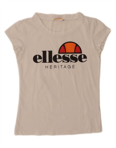 Ellesse, Ellesse Womens Graphic T-Shirt Top UK 10 Small White Cotton SK10