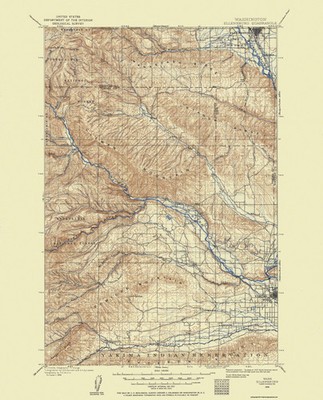 Topographical Map - Ellensburg Washington Quad - USGS 1899 - Vintage Wall Art