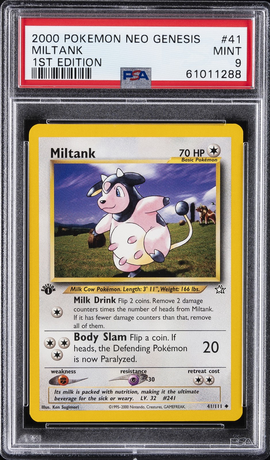 2000 POKEMON NEO GENESIS 1ST ED #41 MILTANK PSA 9