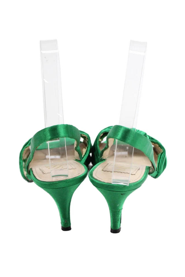 Sandalias de tacón de gatito con punta abierta verde talla 37 de Zara para mujer Foto 3 de 4