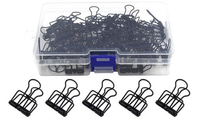 Anller 50 Pack Multi-Purpose Metal Wire Binder Clip Set, 50 Pieces, Black