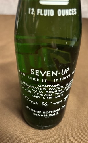 7UP Soda Pop Bottle 12 oz Seven-Up “You Like It…” Denver ~4/20~ 1953 Capped Full - Picture 5 of 10
