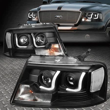 [DUAL LED DRL]FOR 04-08 FORD F150 BLACK HOUSING PROJECTOR HEADLIGHT/HEADLAMPS