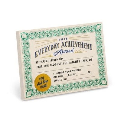 Everyday Achievement Adult Award Paper Certificate Note Pad, Stationery by Em...