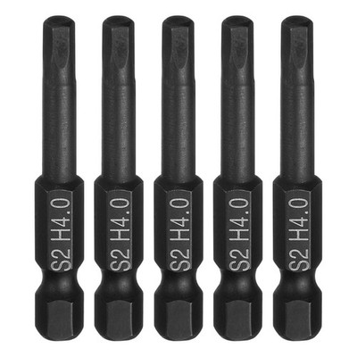 5pcs Flat Hex Screwdriver Bit H4.0 Magnetic Tip 1/4'' Shank 2'' Long Black