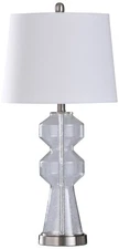 Nova 29" Clear Seeded Glass and Brushed Steel Metal Table Lamp