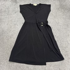 Michael Kors Wrapped Dress Womens XS Black V-Neck 0-Ring Belt Casual Stretch