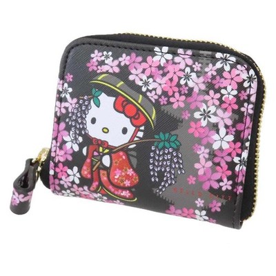Japanese pattern series wallet mini wallet with pass Hello Kitty Sakuran