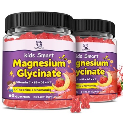 Magnesium Gummies for Kids  Adults - 400/200mg Magnesium Glycinate with L-The...